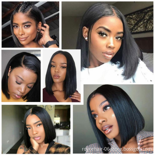 12a 150 Density 100% Brazilian Virgin Remy Human Hair Cheap T Part Short Bob Lace Front Wigs with Baby Hair
